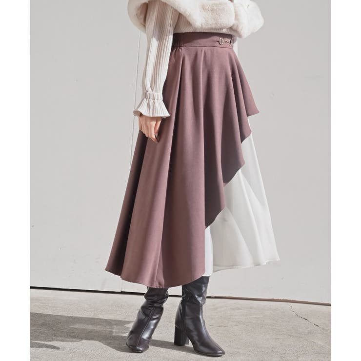 ビット付きラッフルアシメトリー切替スカート | rps | 詳細画像1 