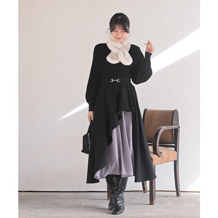 ビット付きラッフルアシメトリー切替スカート | rps | 詳細画像2 