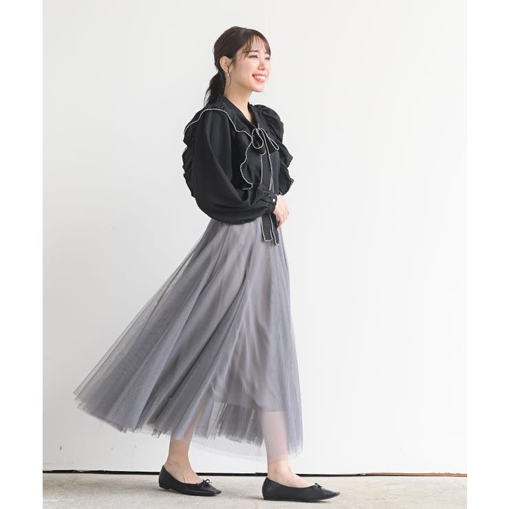 ボータイ肩フリルブラウス[品番：RPSW0000304]｜rps（アールピーエス