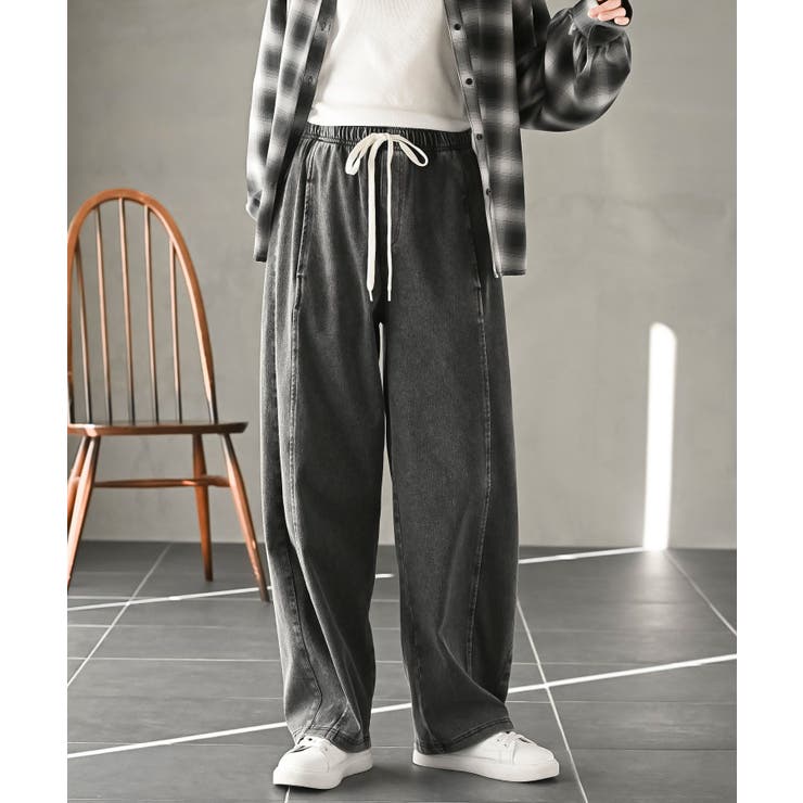 ブラック | カットデニムイージーパンツ | rps