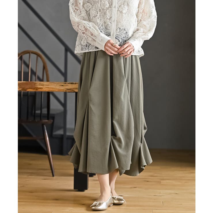 カーキ | ポリビンテージタックスカート | rps