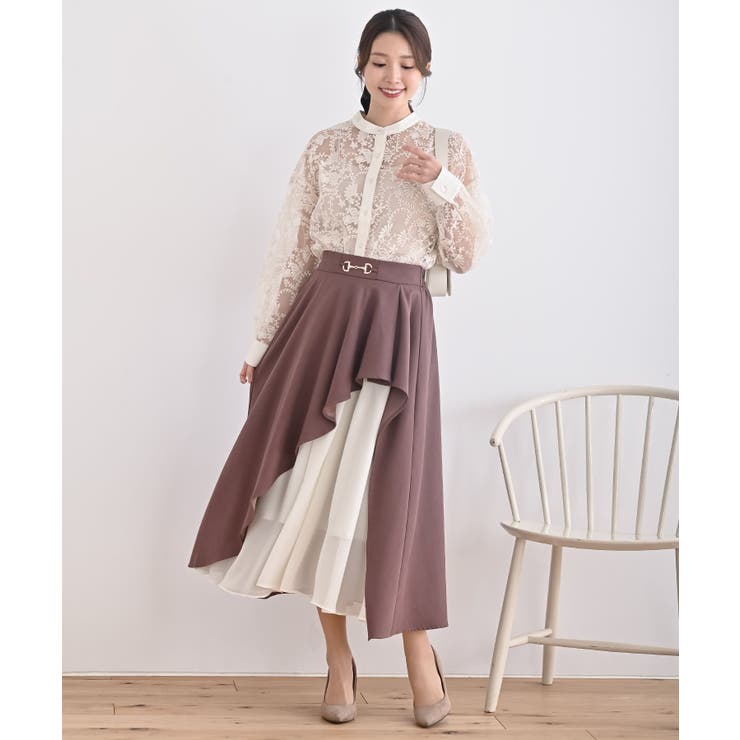 バンドカラー刺繍シアーブラウス | rps | 詳細画像14 