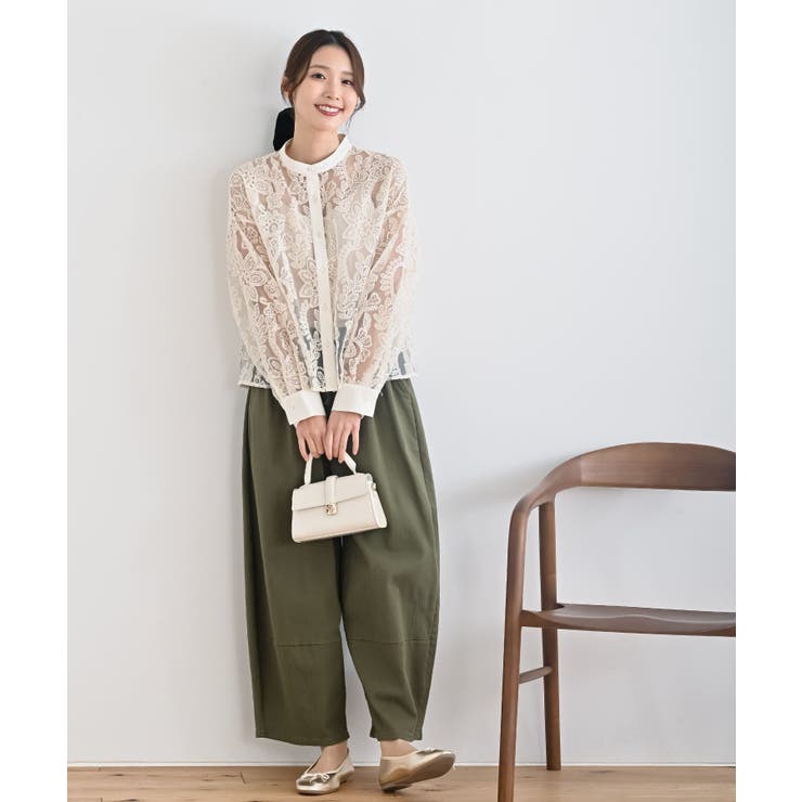 バンドカラー刺繍シアーブラウス | rps | 詳細画像2 