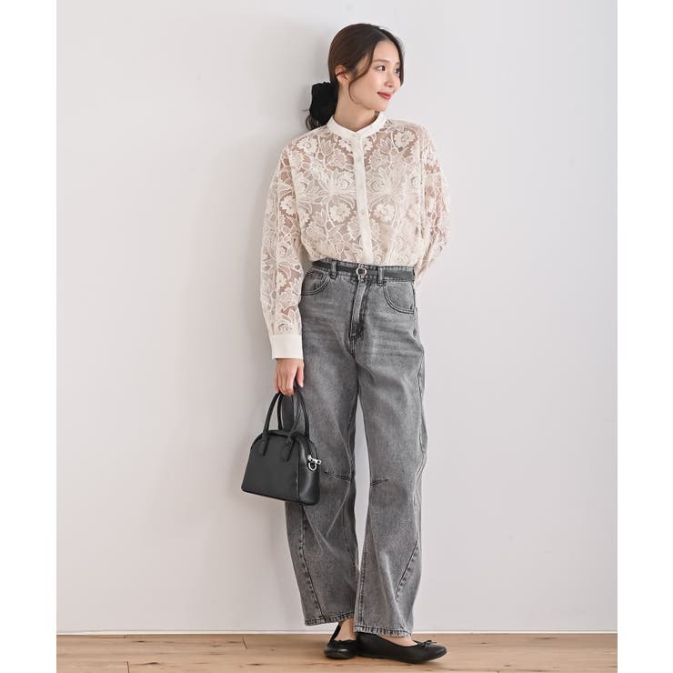 バンドカラー刺繍シアーブラウス | rps | 詳細画像8 