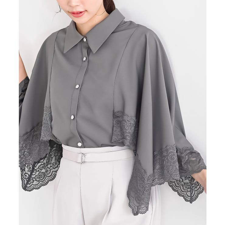 CHACグレー | ふちどりレースケープブラウス | rps