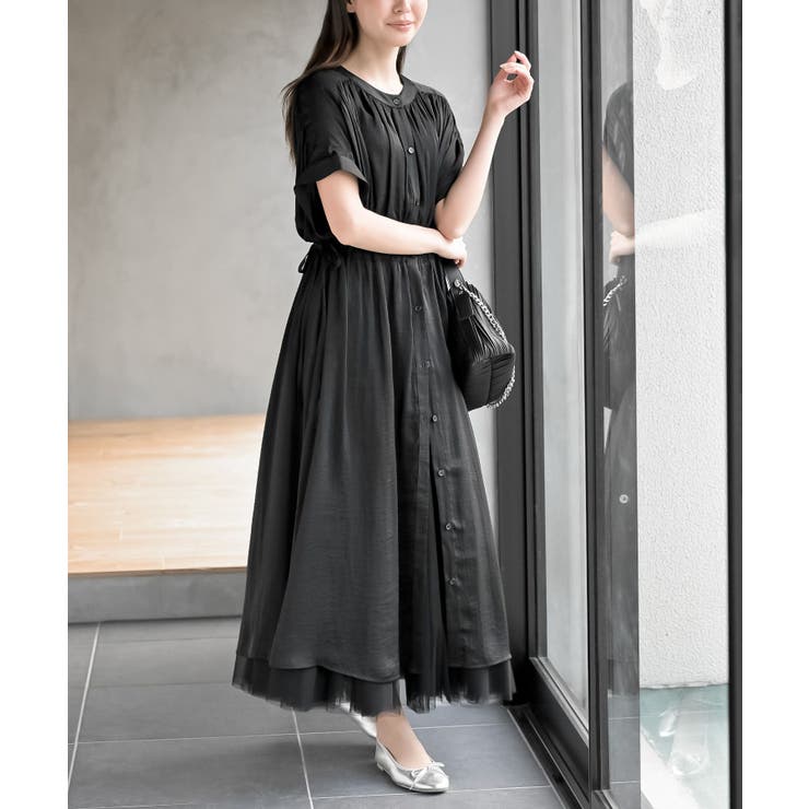 ウ゛ィンテージサテンバンドカラーワンピース | rps | 詳細画像1 