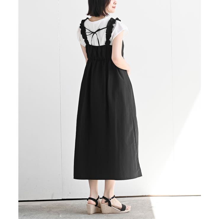 フロントZIPジャンパースカート＆レースインナーセット(110cm 黒