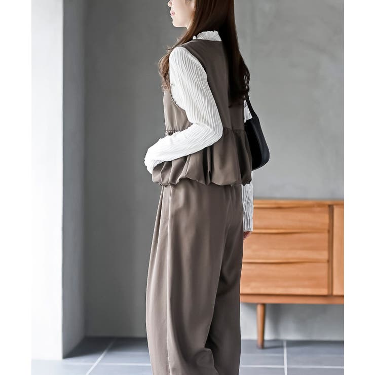 バルーンショートベスト＋ワイドパンツセットアップ[品番：RPSW0003948