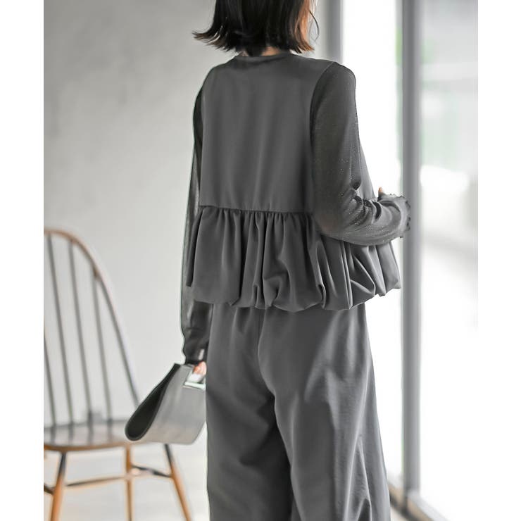 バルーンショートベスト＋ワイドパンツセットアップ[品番：RPSW0003948