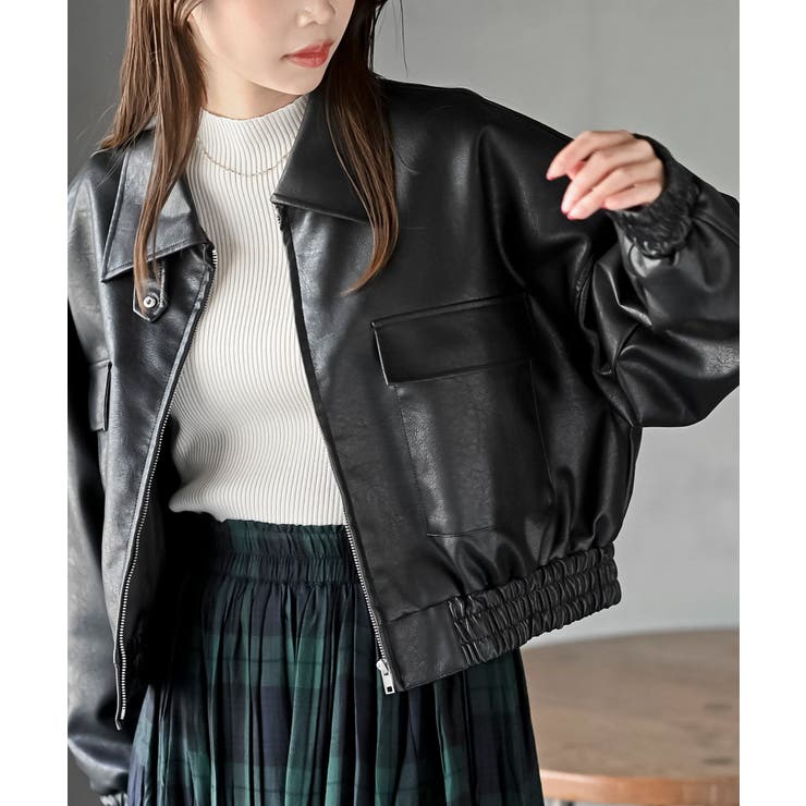 合皮ショート丈ブルゾン[品番：RPSW0003957]｜rps（アールピーエス）の