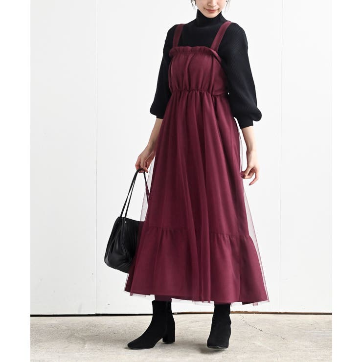 チュールレイヤード起毛キャミワンピース[品番：RPSW0003281]｜rps