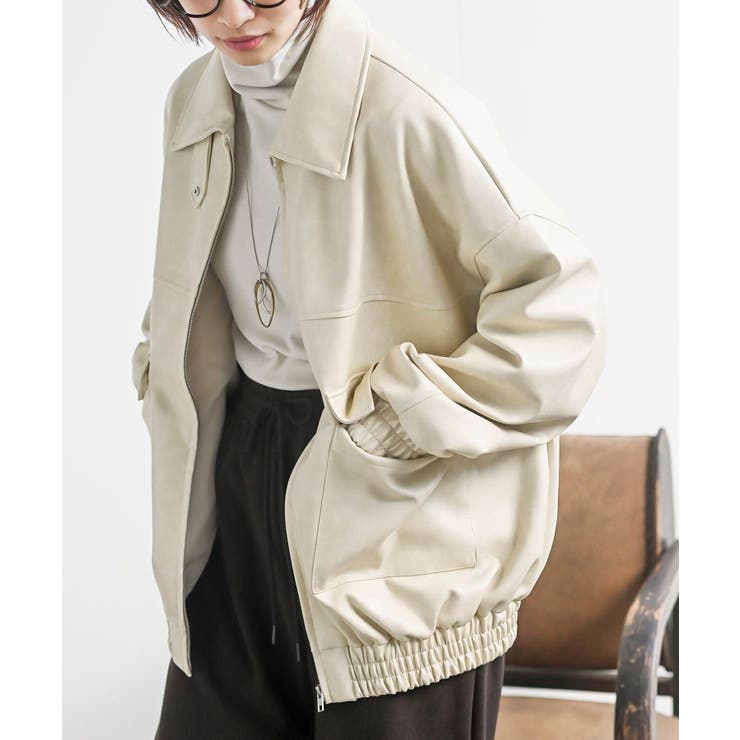 アイボリー | 合皮ビッグブルゾン | rps