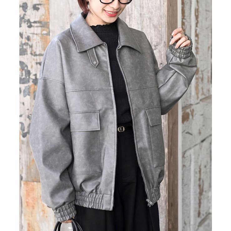 グレー | 合皮ビッグブルゾン | rps