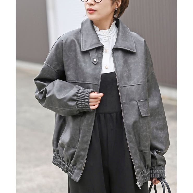 CHACグレー | 合皮ビッグブルゾン | rps