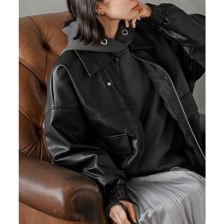 ブラック | 合皮ビッグブルゾン | rps