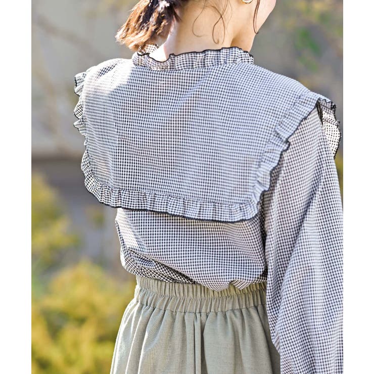 【未使用・タグ付】Loungedress セーラーカラーフリルドレスシャツ 未使用・タグ付】Loungedress セーラーカラーフリルドレスシャツ