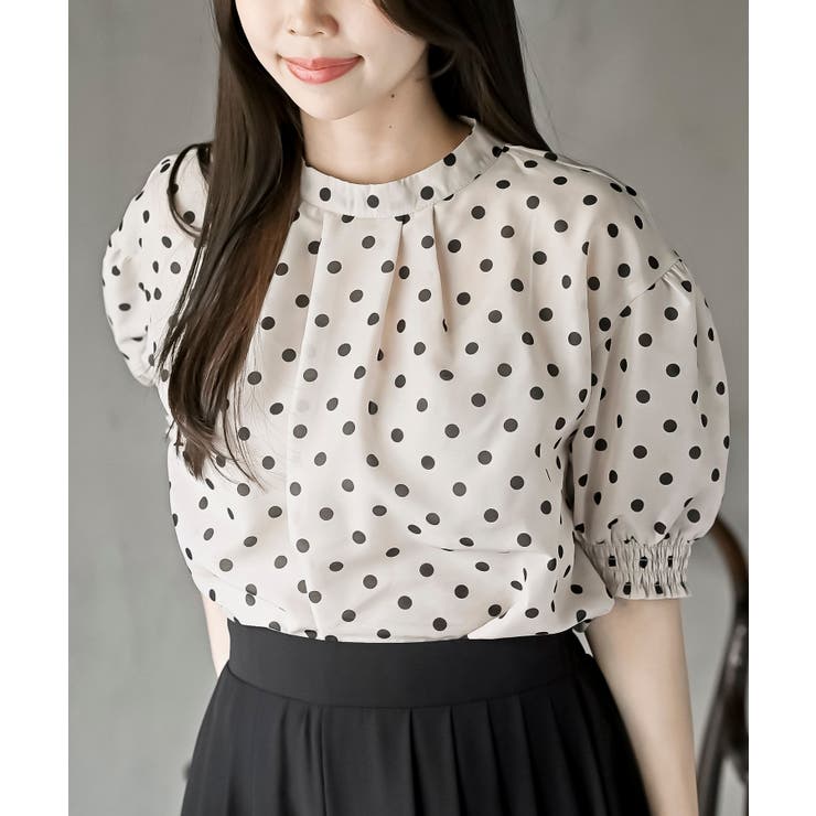 natural couture｜【WEB限定】小花柄シャーリングブラウス