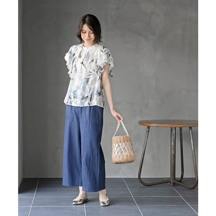 未使用タグ付 ロドリリオン フラワージャガードブラウス S フリル ネペンテス フラワーレース付きジャカードブラウス 【スピード配送