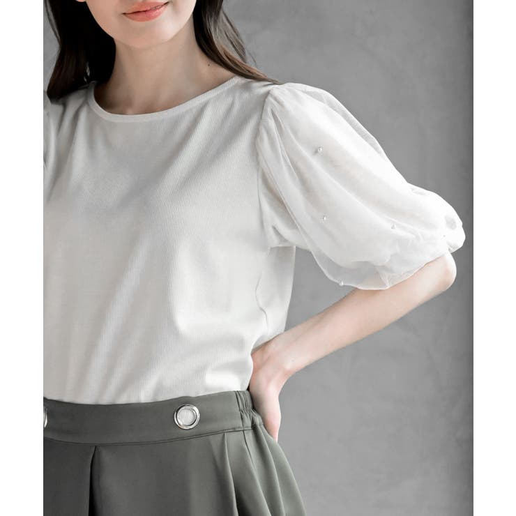 チュールパールハーフスリーブカットプルオーバー | rps | 詳細画像14 