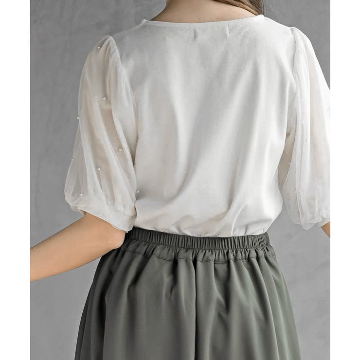 チュールパールハーフスリーブカットプルオーバー | rps | 詳細画像15 