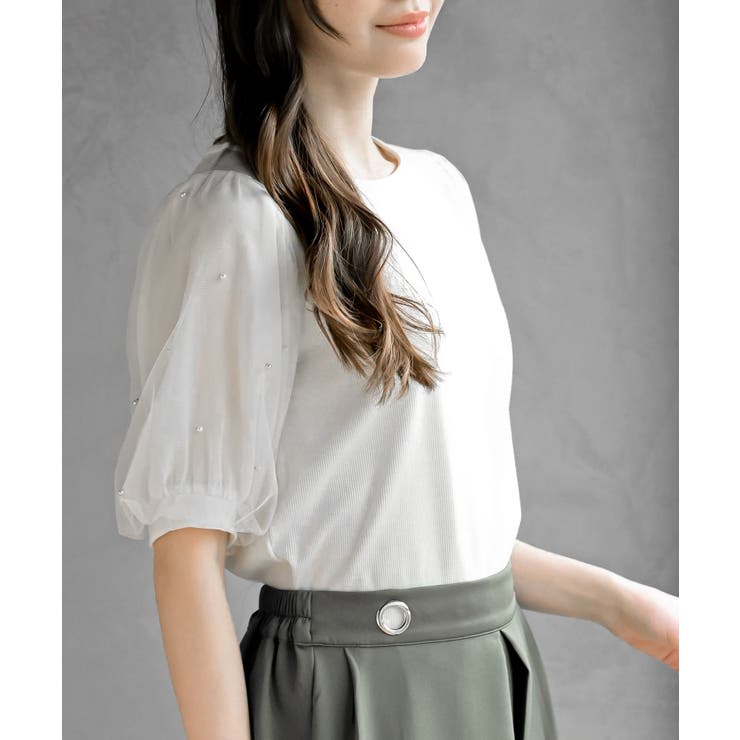 チュールパールハーフスリーブカットプルオーバー | rps | 詳細画像16 