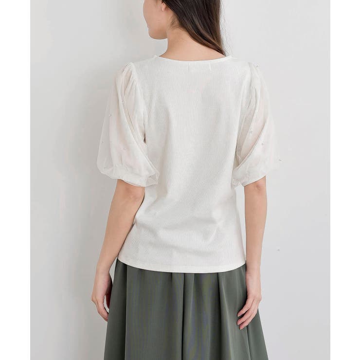 チュールパールハーフスリーブカットプルオーバー | rps | 詳細画像20 