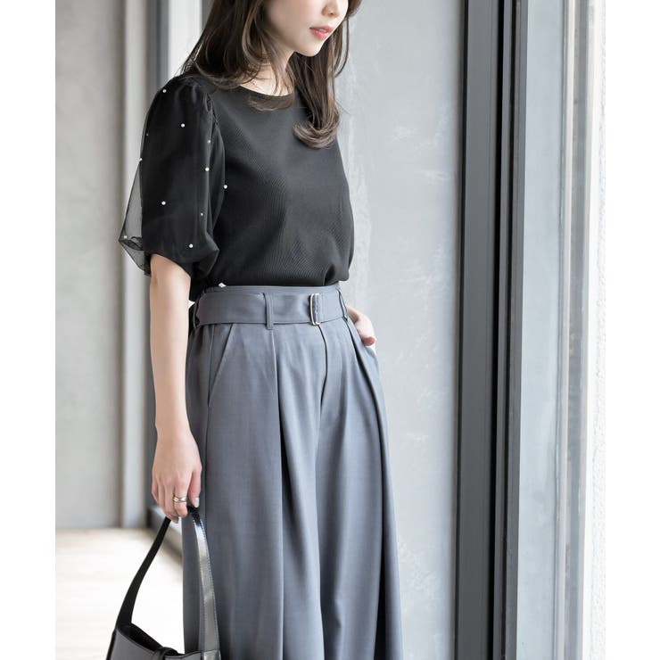 チュールパールハーフスリーブカットプルオーバー | rps | 詳細画像3 