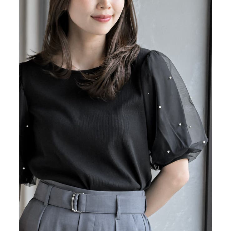 チュールパールハーフスリーブカットプルオーバー | rps | 詳細画像6 