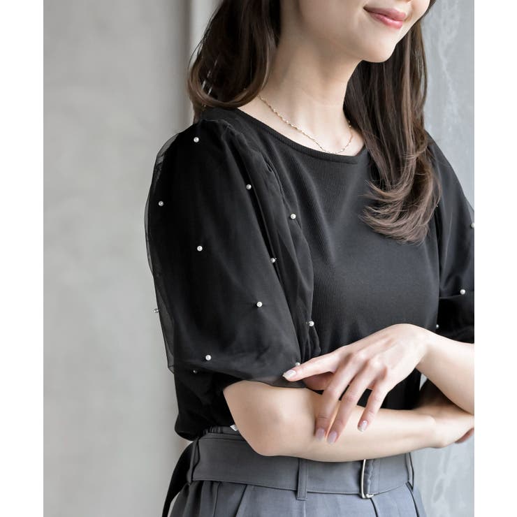 チュールパールハーフスリーブカットプルオーバー | rps | 詳細画像7 