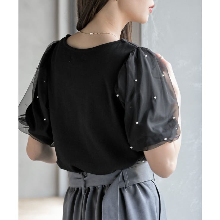 チュールパールハーフスリーブカットプルオーバー | rps | 詳細画像8 