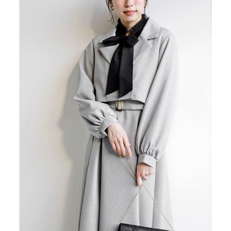 【海外限定】REISSジャケット☆Padded belted-waist recycled-po ショートジャケット×ジャンスカセットアップ[品番：RPSW0002091