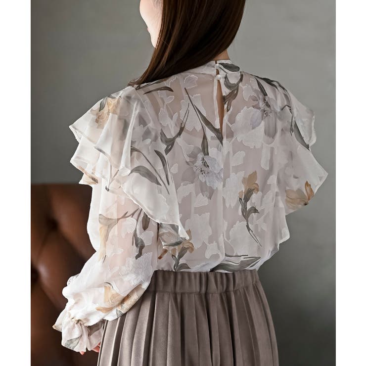 ジャガード花柄フリルブラウス | rps | 詳細画像17 