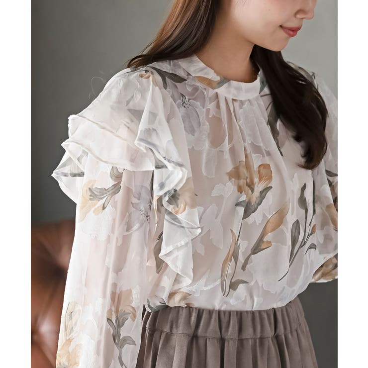 ジャガード花柄フリルブラウス | rps | 詳細画像18 