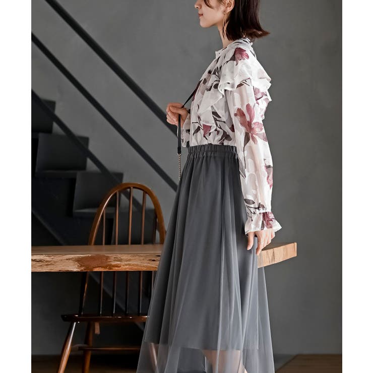 ジャガード花柄フリルブラウス | rps | 詳細画像20 