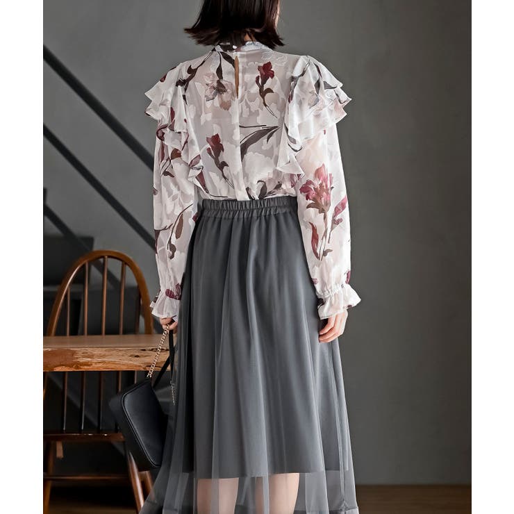 ジャガード花柄フリルブラウス | rps | 詳細画像21 