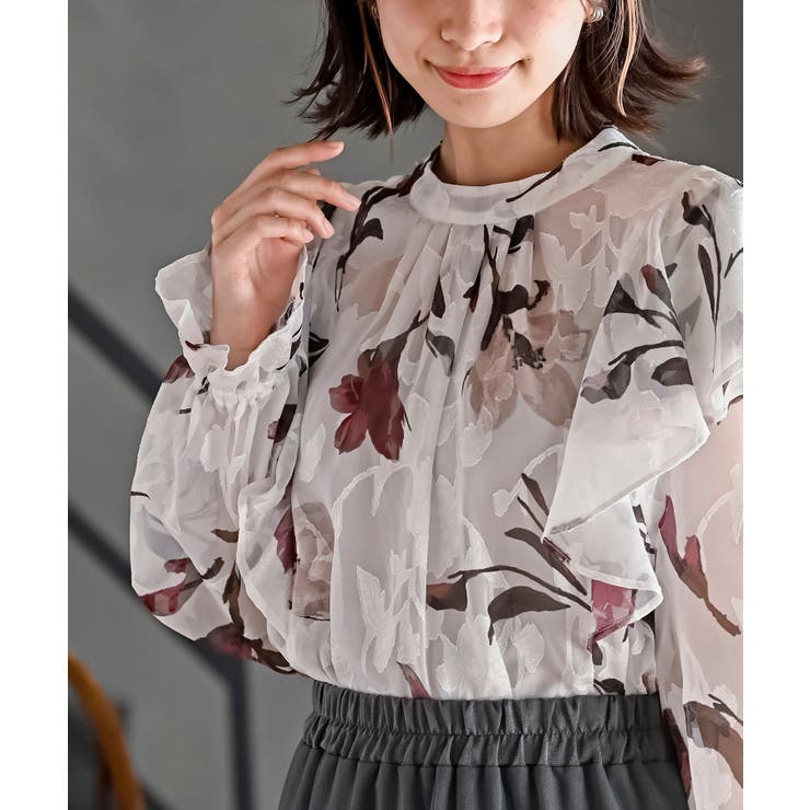 ジャガード花柄フリルブラウス | rps | 詳細画像23 