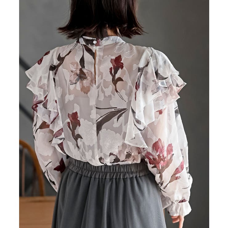 ジャガード花柄フリルブラウス | rps | 詳細画像25 