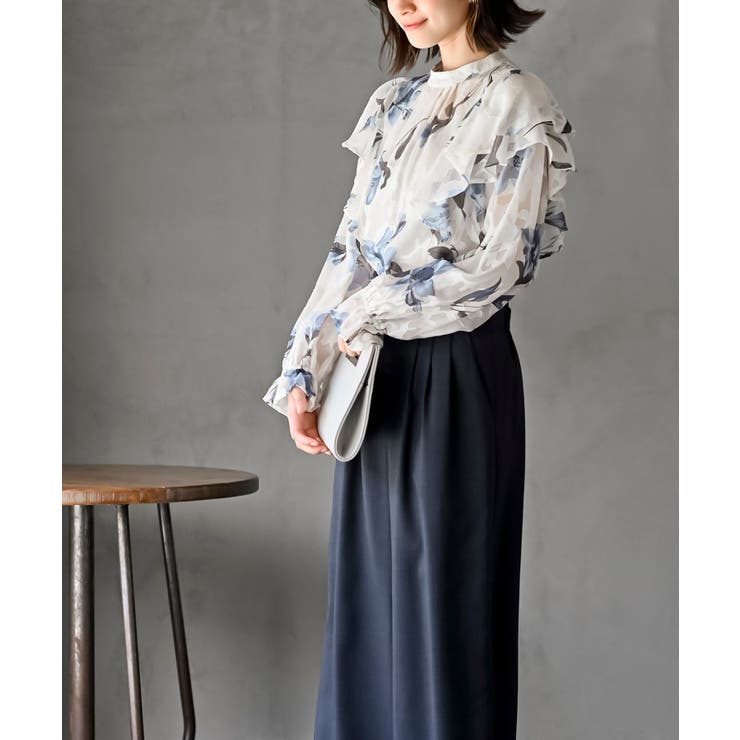 ジャガード花柄フリルブラウス | rps | 詳細画像3 