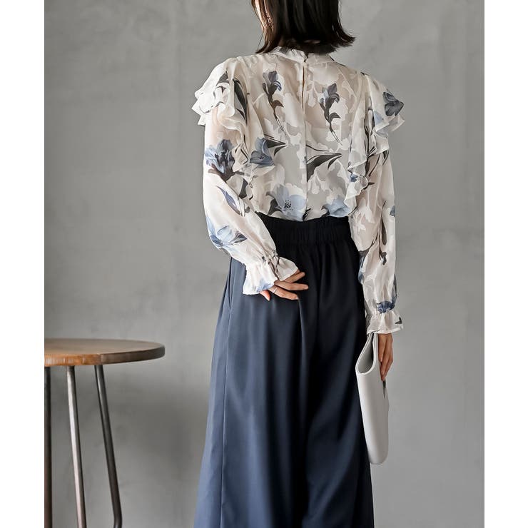 ジャガード花柄フリルブラウス | rps | 詳細画像4 