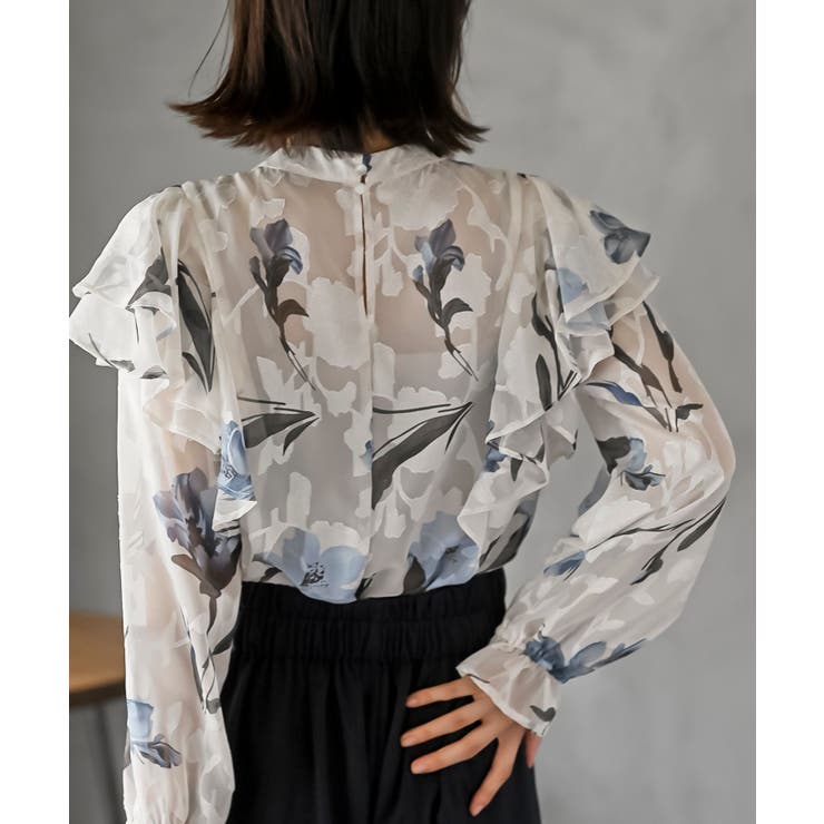 ジャガード花柄フリルブラウス | rps | 詳細画像8 