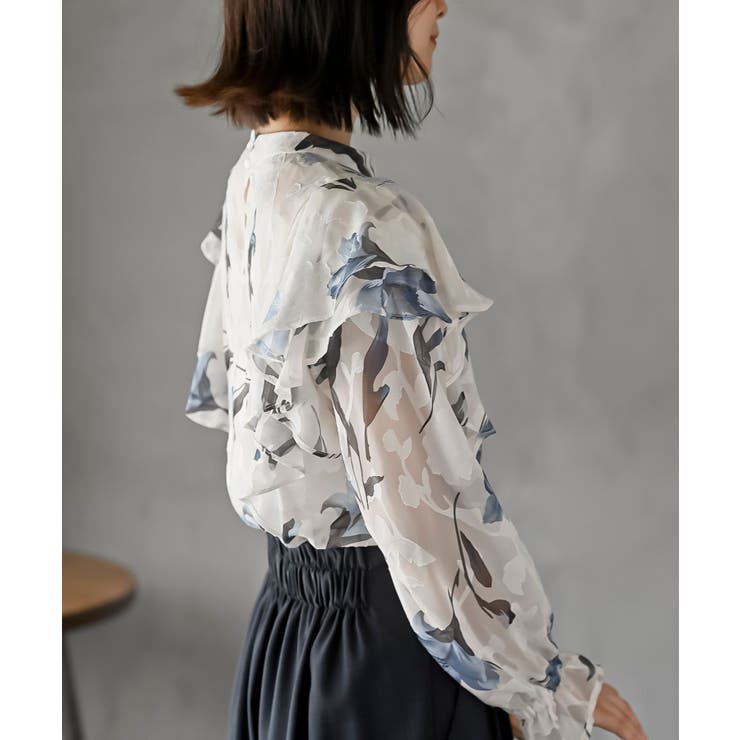 ジャガード花柄フリルブラウス | rps | 詳細画像9 