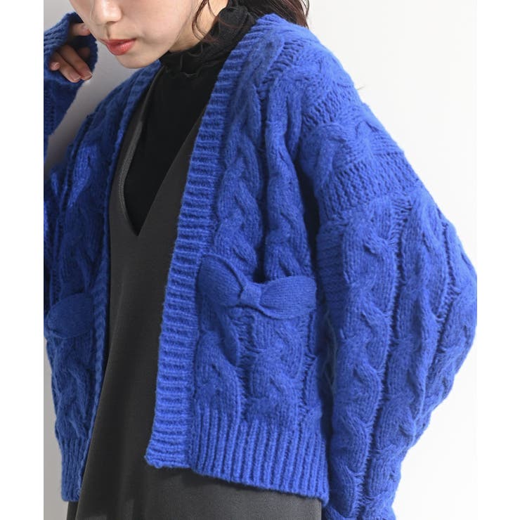 リボンポケットケーブルニットカーディガン[品番：RPSW0000936]｜rps