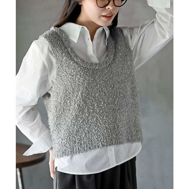 ペーパーヤーンベスト×ブラウスアンサンブル | rps | 詳細画像6 