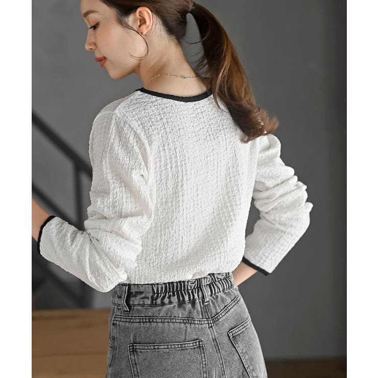 配色ふくれジャガードアソートカットソー | rps | 詳細画像8 