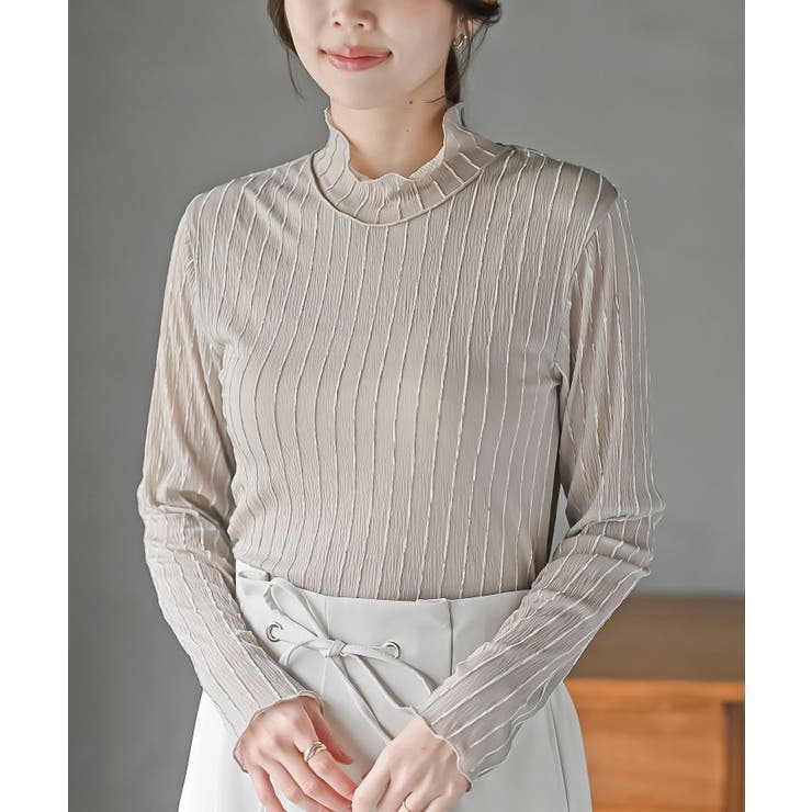 ライトグレー | シアーストライプハイネックカットソー | rps