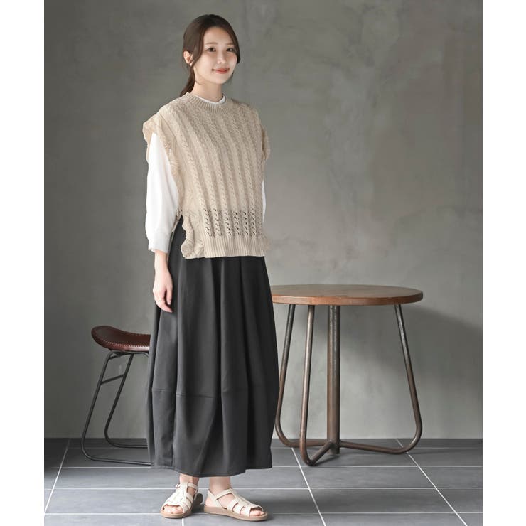 透かし編みベスト＋７分袖シャツアンサンブル | rps | 詳細画像10 