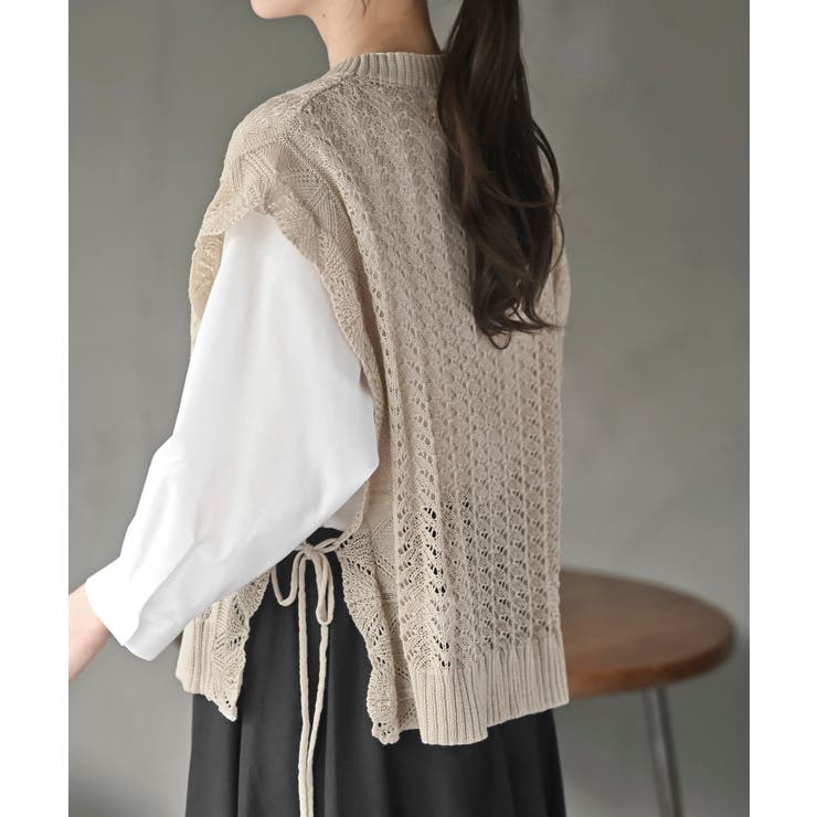 透かし編みベスト＋７分袖シャツアンサンブル | rps | 詳細画像17 