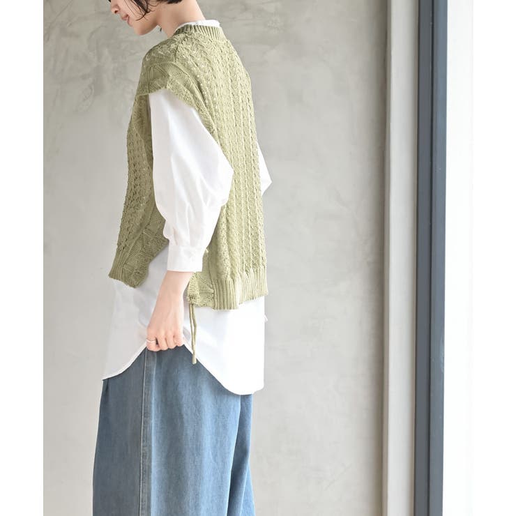 透かし編みベスト＋７分袖シャツアンサンブル | rps | 詳細画像19 