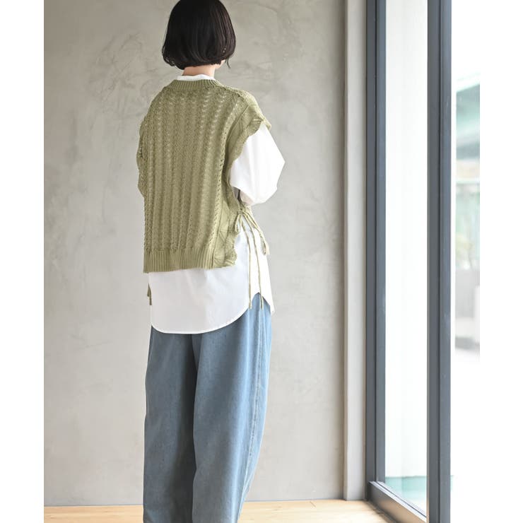 透かし編みベスト＋７分袖シャツアンサンブル | rps | 詳細画像20 