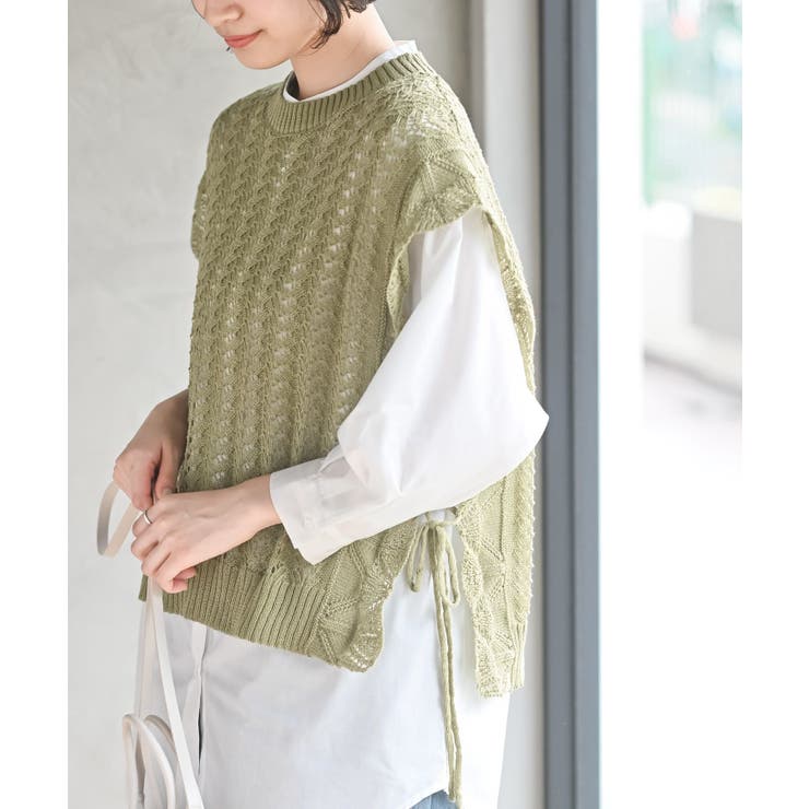 透かし編みベスト＋７分袖シャツアンサンブル | rps | 詳細画像22 